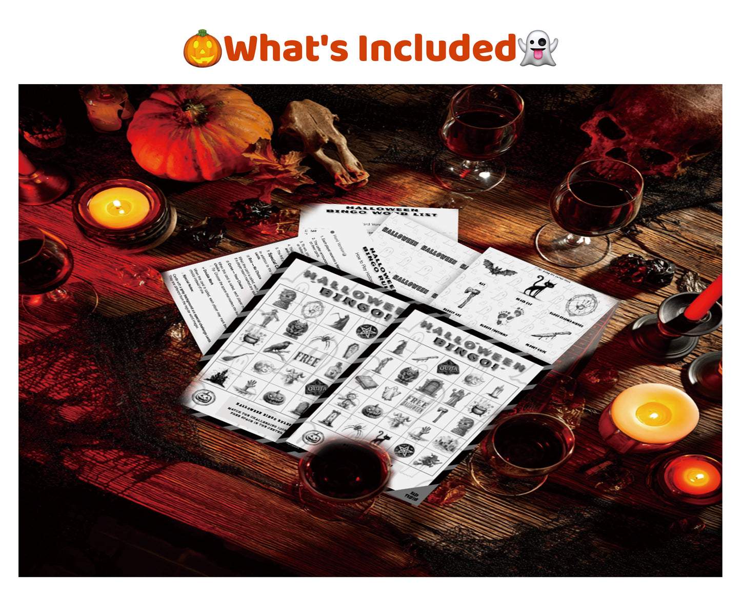 Halloween Bingo Printable Game β 15Hard Edition |Black & White | Adult Party Fun