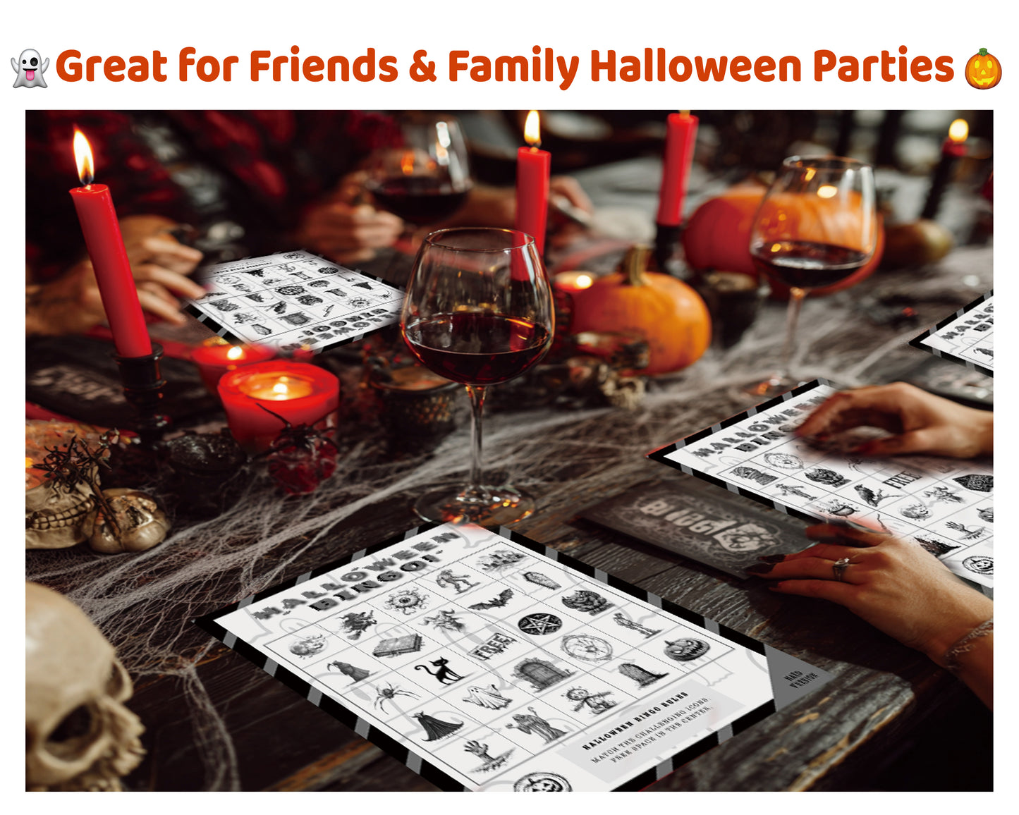 Halloween Bingo Printable Game β 15Hard Edition |Black & White | Adult Party Fun