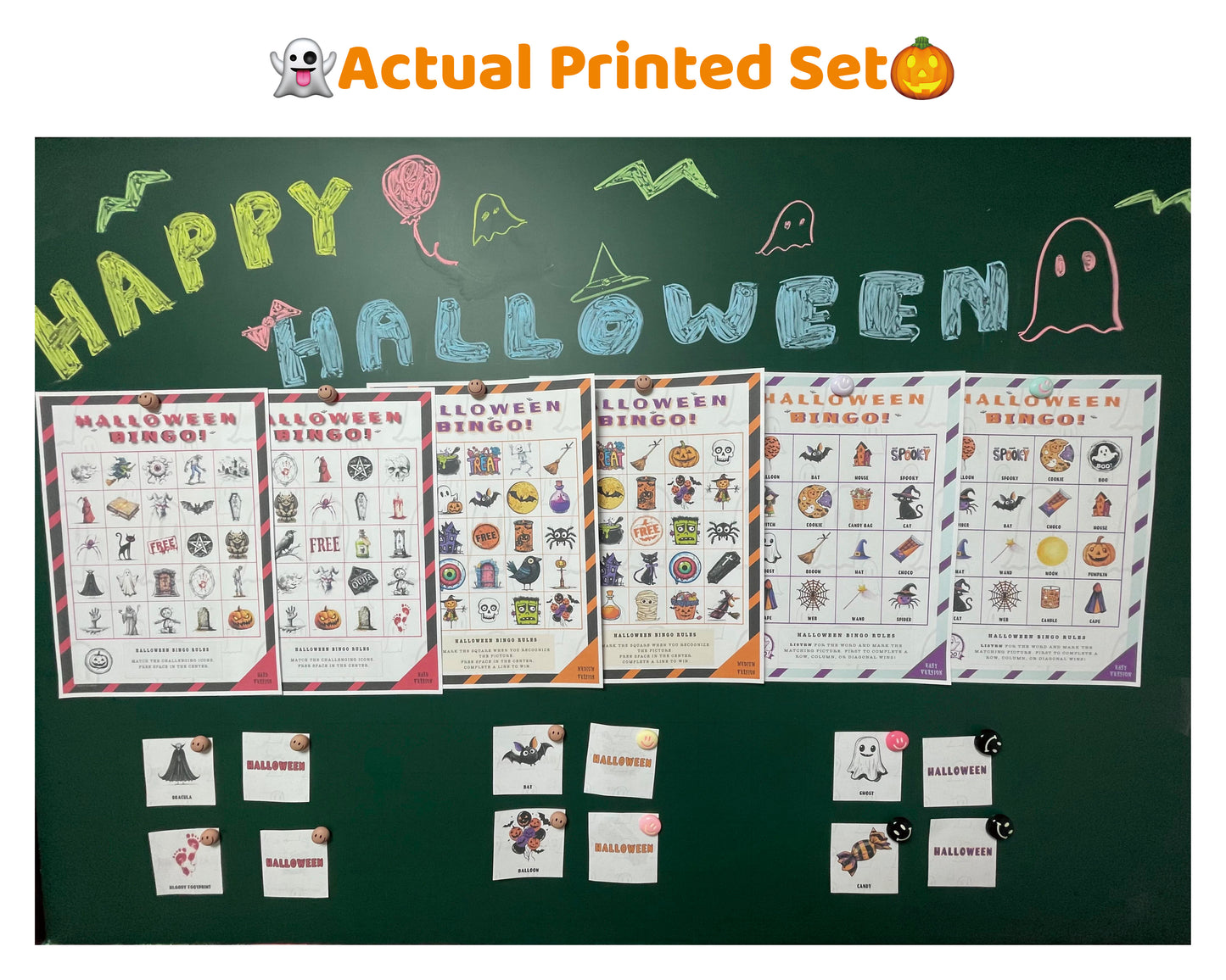 Halloween Bingo Printable Game Bundle – Easy, Medium & Hard Family Edition