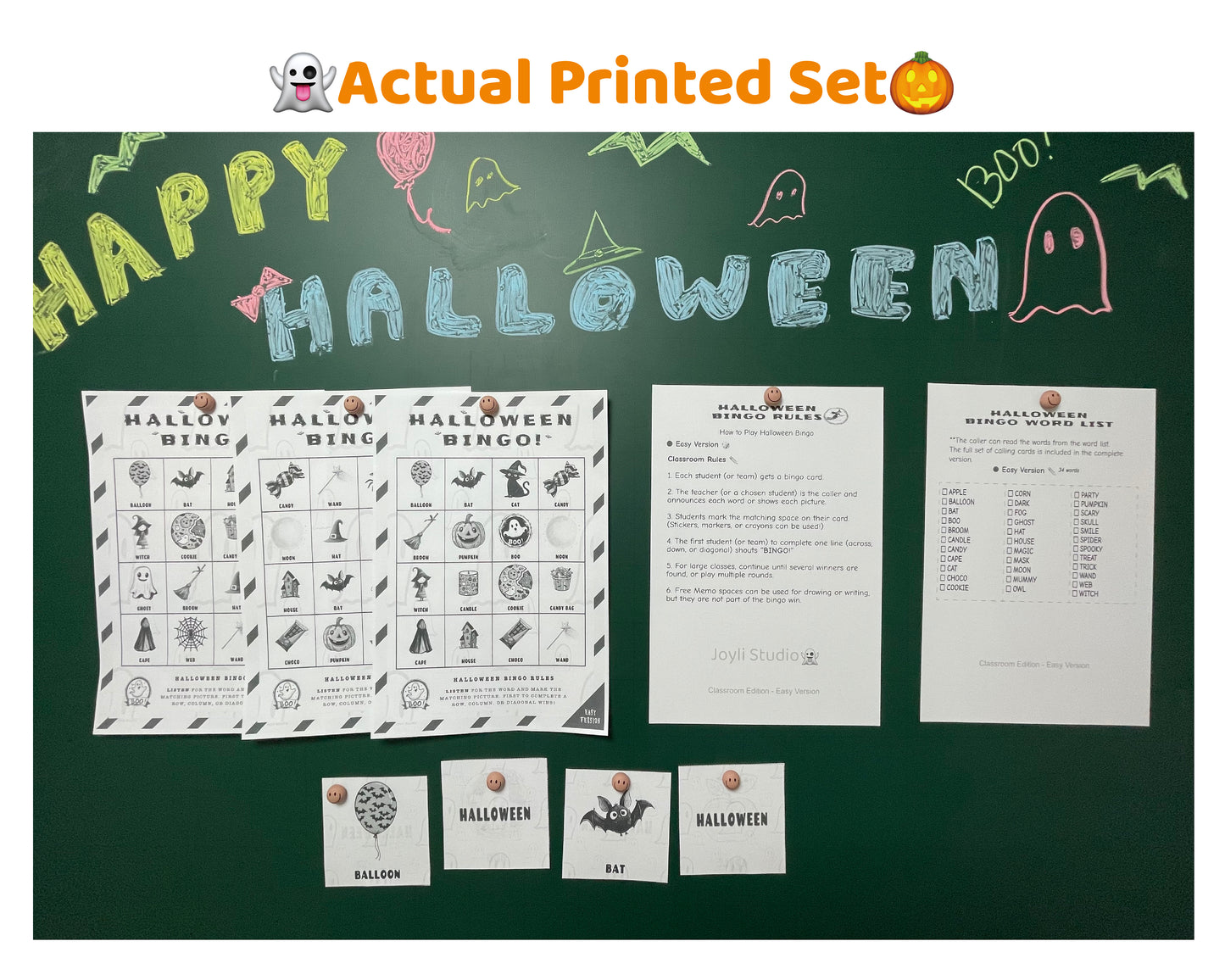 Halloween Bingo Printable Game - Easy Class Edition (B&W) | Classroom Activity