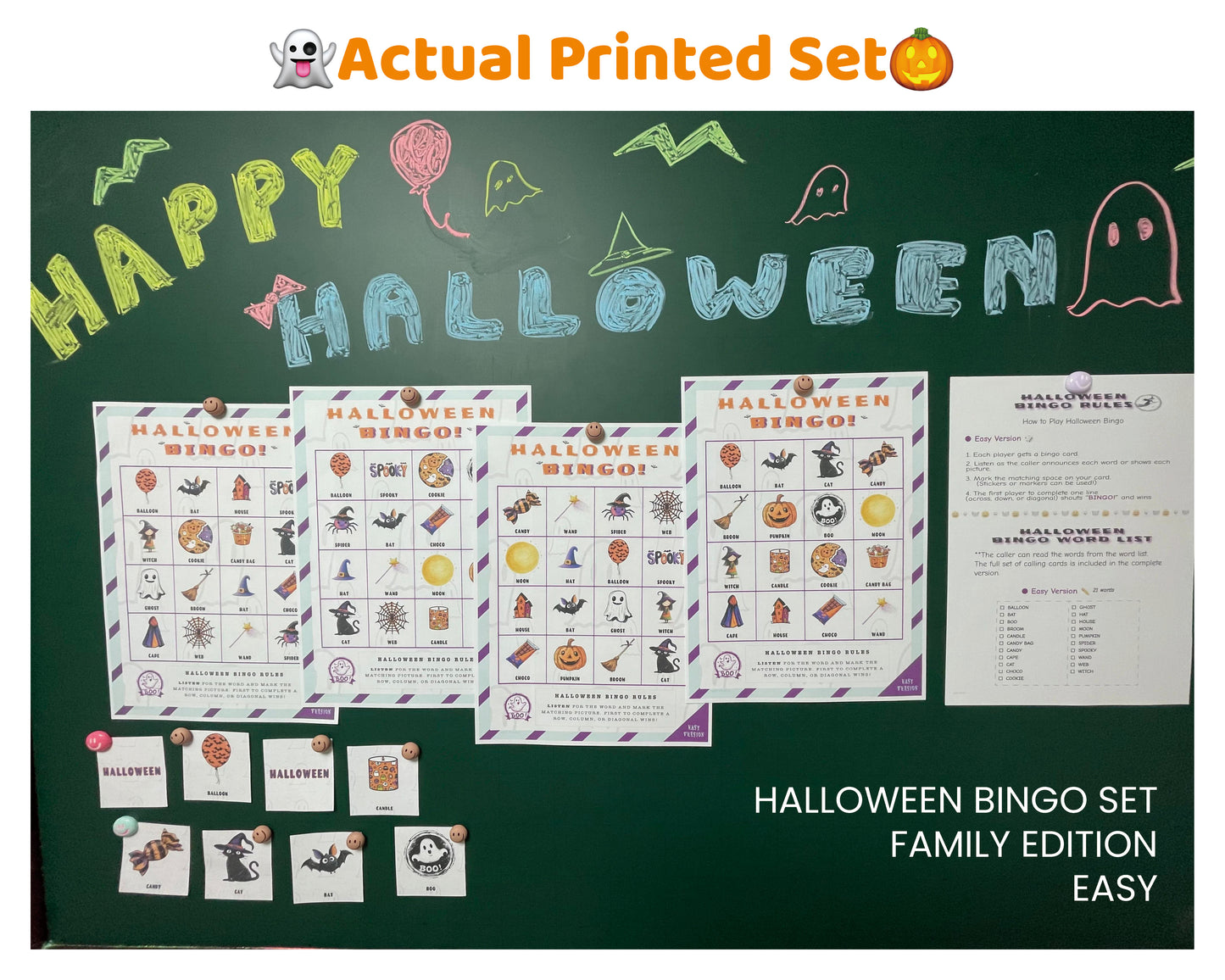 Halloween Bingo Printable Game - Easy Family Edition | Kids Party Activity