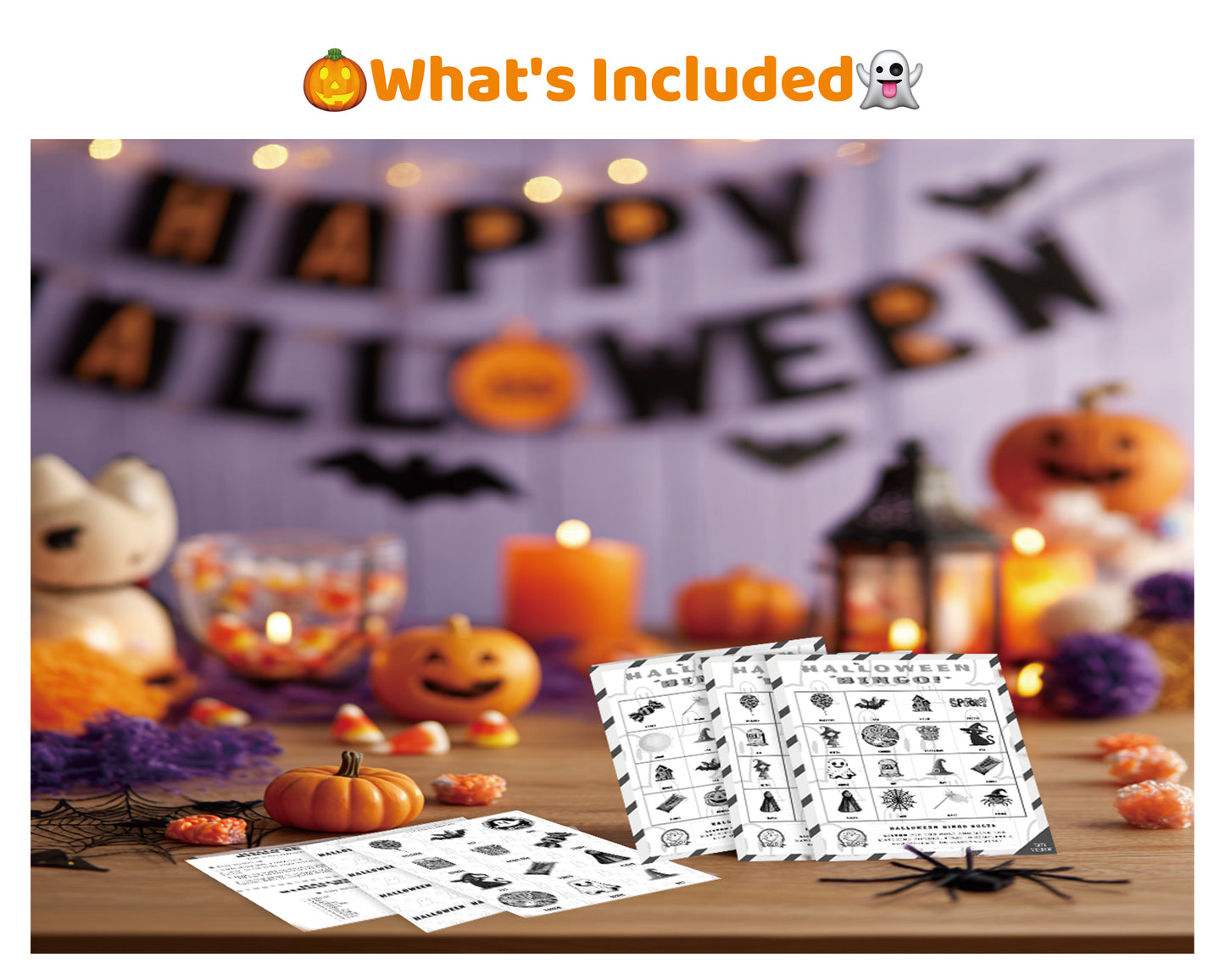 Halloween Bingo Game - Easy Family Edition (Black & White)