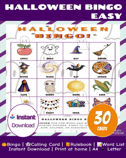 Halloween Bingo Printable Game - Easy Class Edition | Classroom Activity