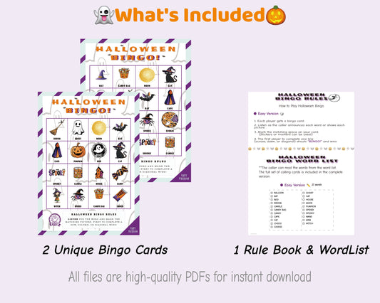 Free Halloween Bingo Printable – 2 Cards + Word List & Rulebook