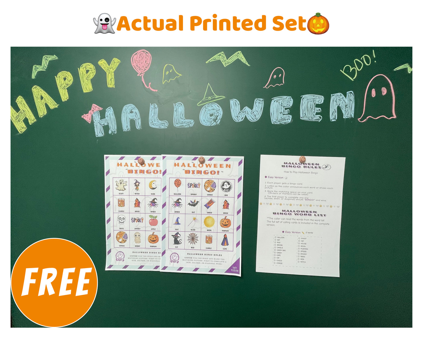 Free Halloween Bingo Printable – 2 Cards + Word List & Rulebook