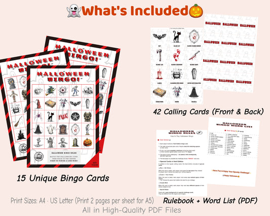 Halloween Bingo Printable Game – Hard Edition | Adult Party Fun