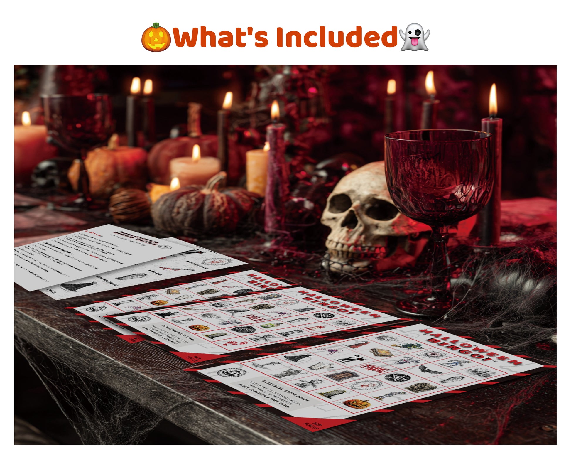 Halloween Bingo Hard 30 Cards Printable Game with 54 Call Cards and 3 Special Cards