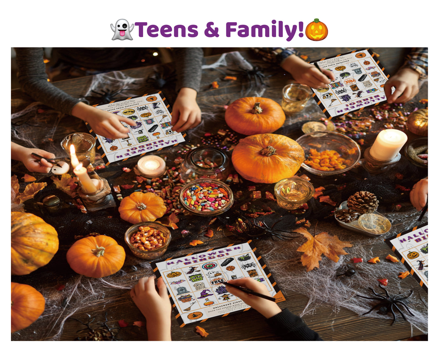 Halloween Bingo Printable Game - Medium Family Edition | Kids Party Activity
