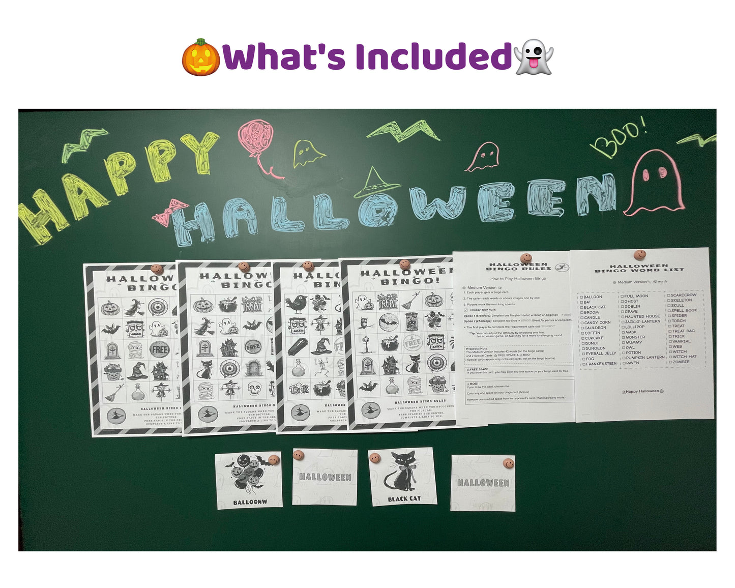 Halloween Bingo Printable Game - Medium Class Edition (B&W) | Classroom Activity