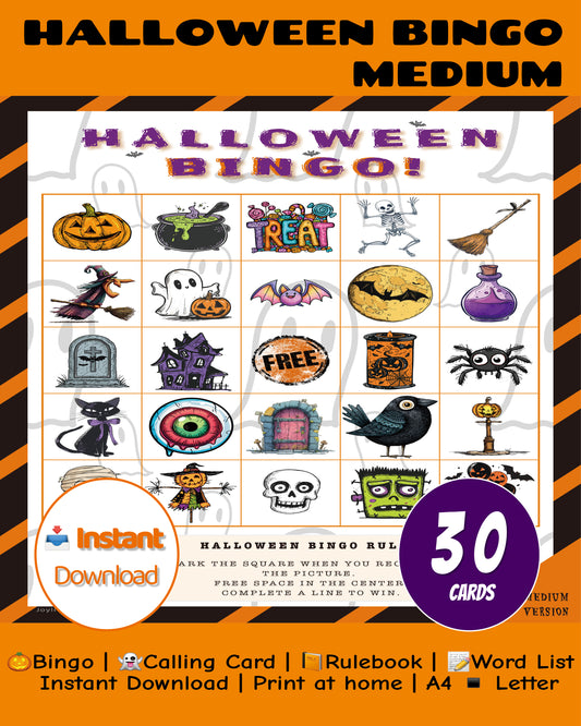 Halloween Bingo Printable Game - Medium Class Edition | Classroom Activity