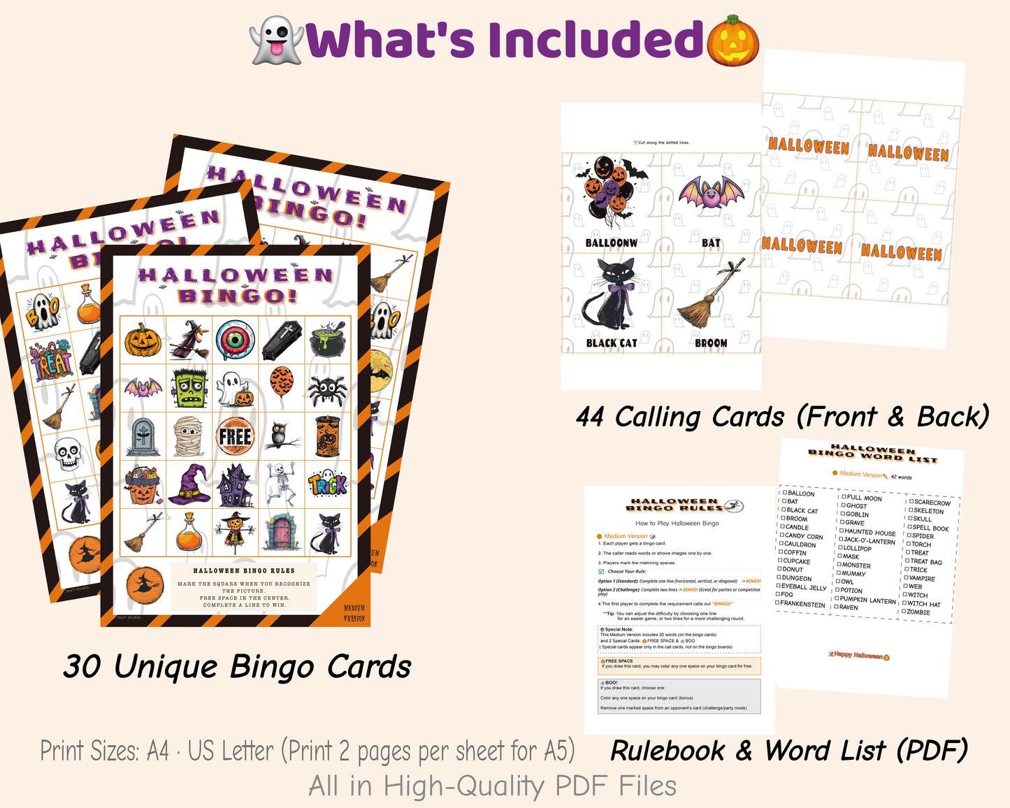 Halloween Bingo Printable Game - Medium Class Edition | Classroom Activity