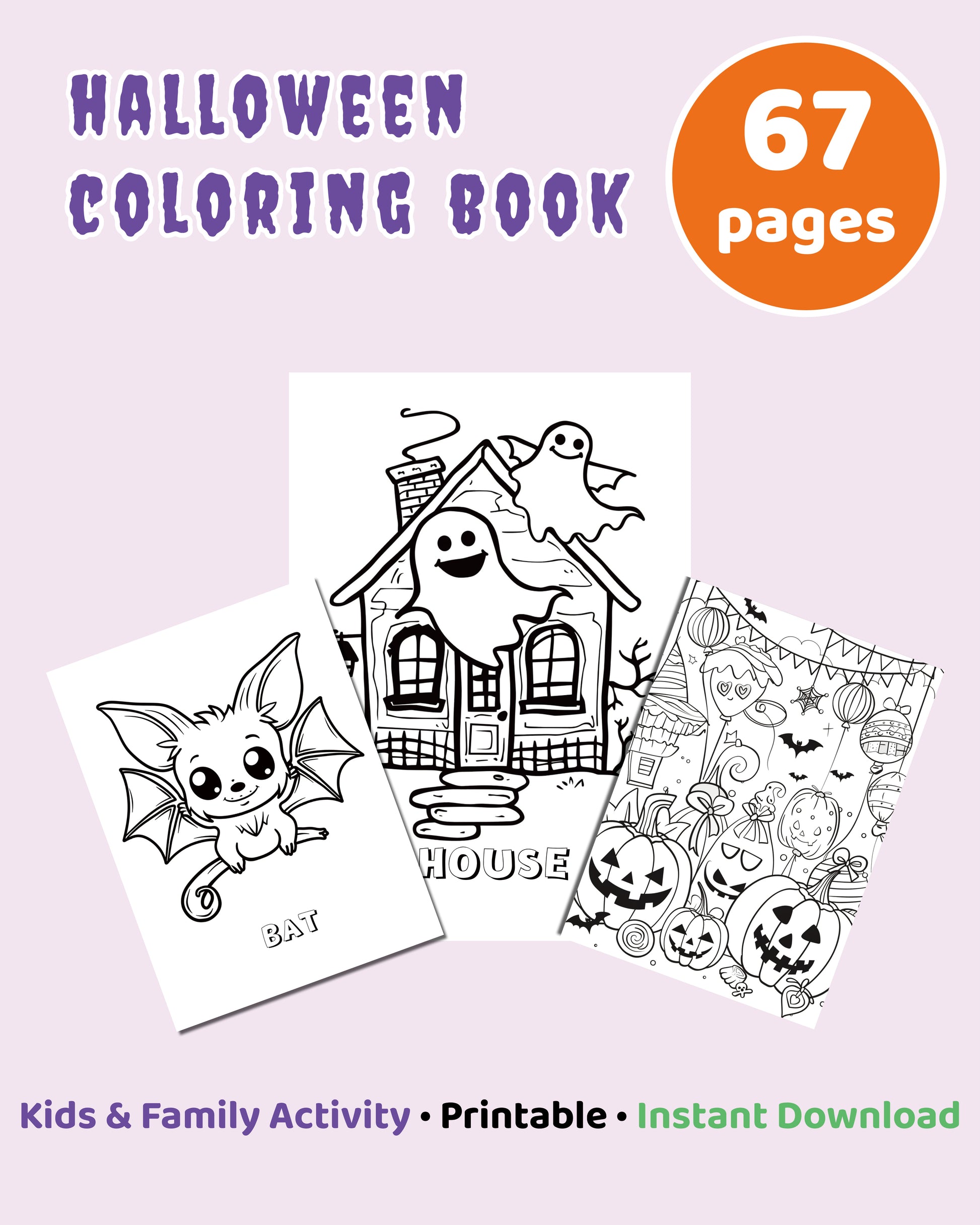 Halloween Coloring Book Printable – 67 Pages for Kids & Classroom Activity