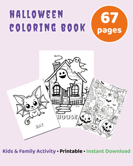 Halloween Coloring Book Printable – 67 Pages for Kids & Classroom Activity