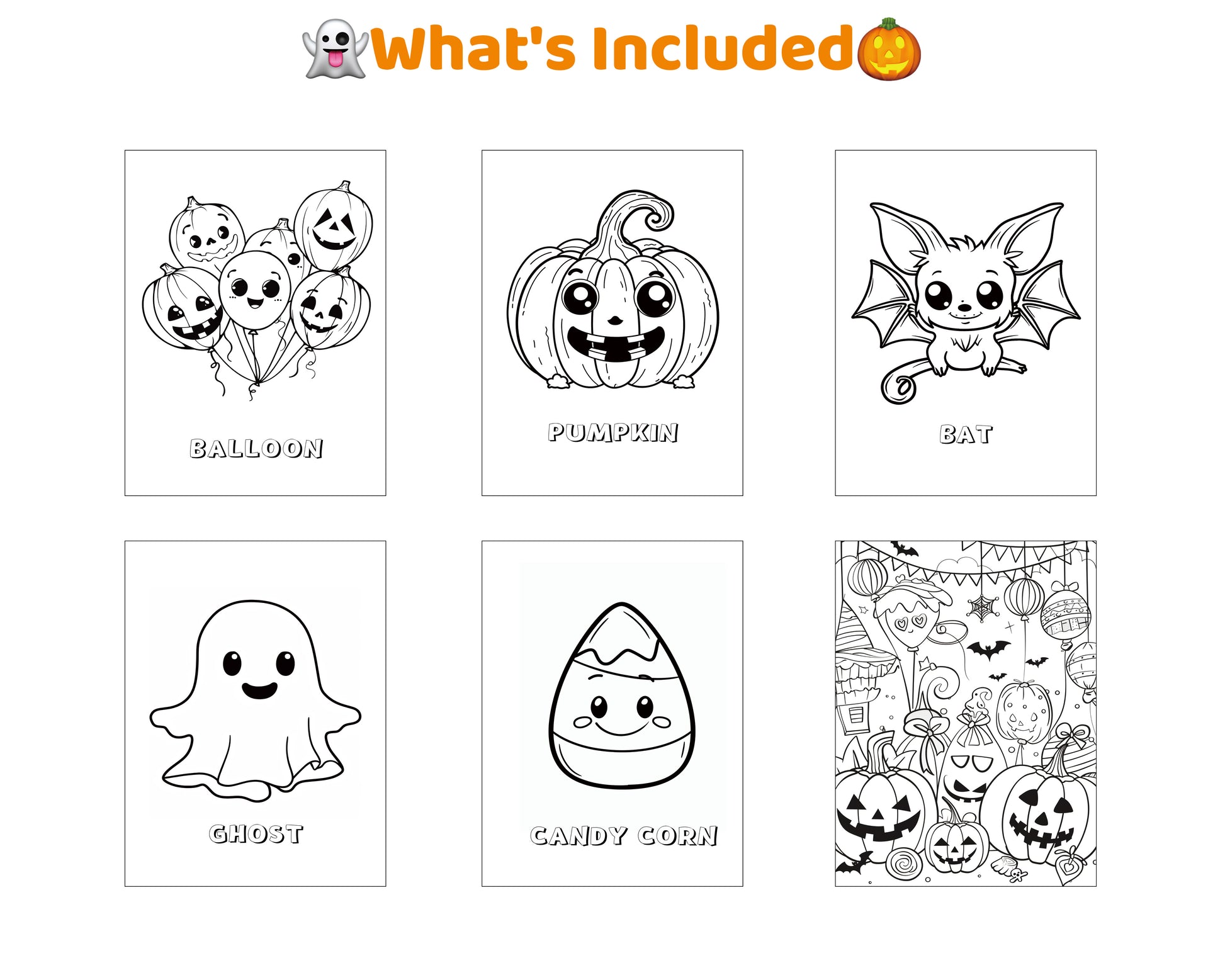 Printable Halloween Coloring Pages PDF – Pumpkins, Ghosts, Bats, Monsters