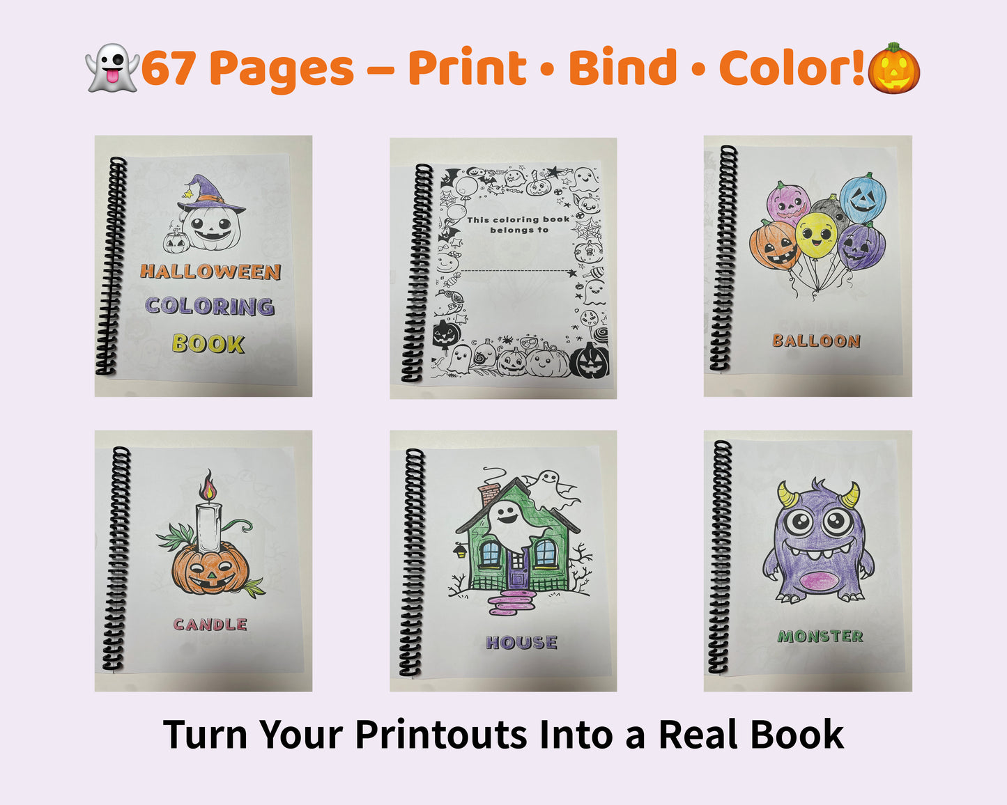 DIY Halloween Coloring Book – 67 Pages with Hole-Punch Margin for Binding