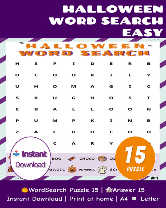 Halloween Word Search Printable Game – Easy Family Edition | Kids Party Activity