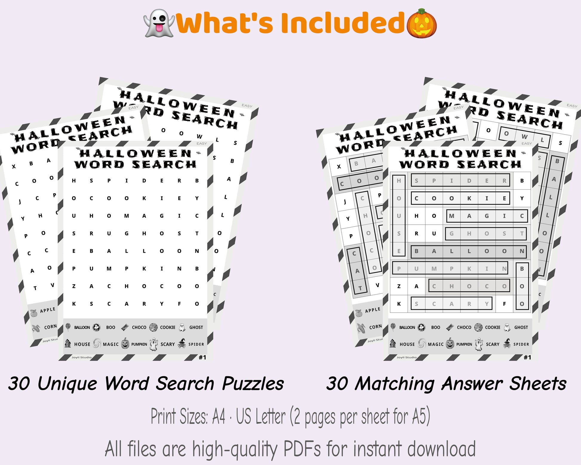 Printable Halloween Word Search Game – Easy Level B&W