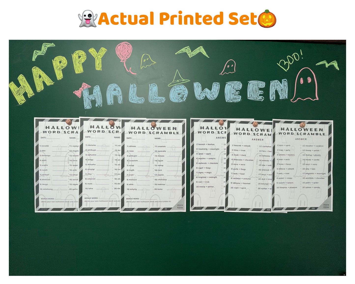 Teacher Resource – Halloween Word Scramble Medium Puzzles (Black & White PDF)