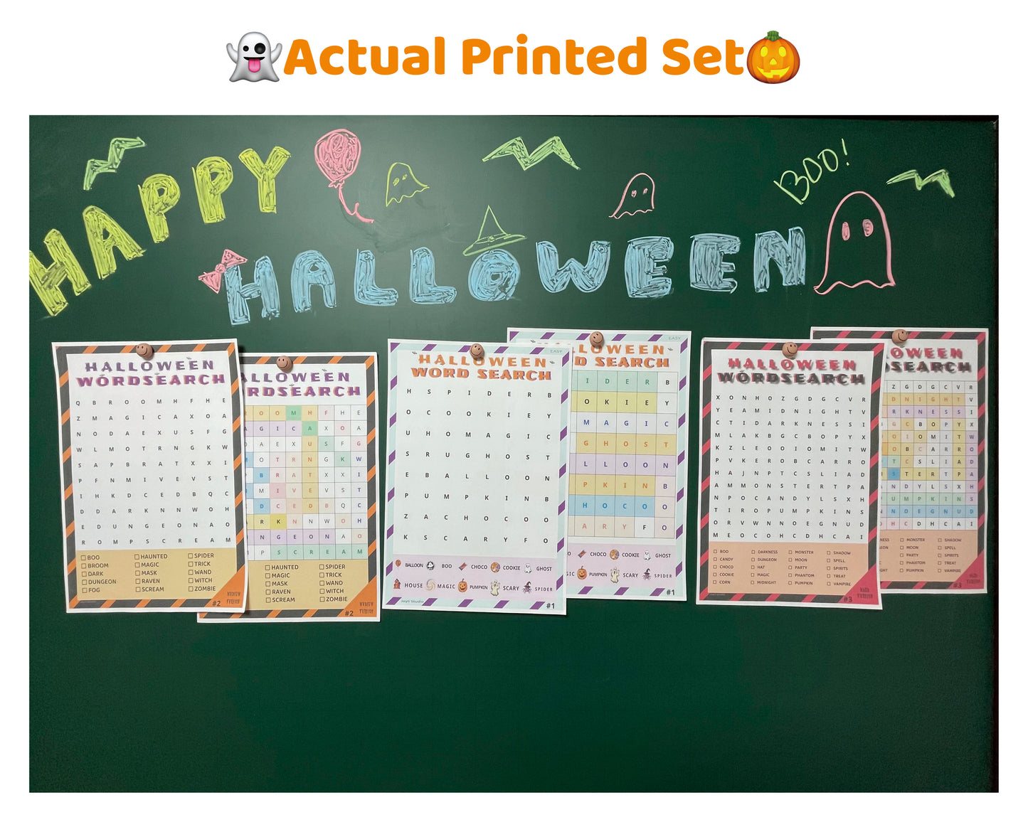 Halloween Word Search Bundle – 3 Levels 45 Puzzles + Answers | Color PDF