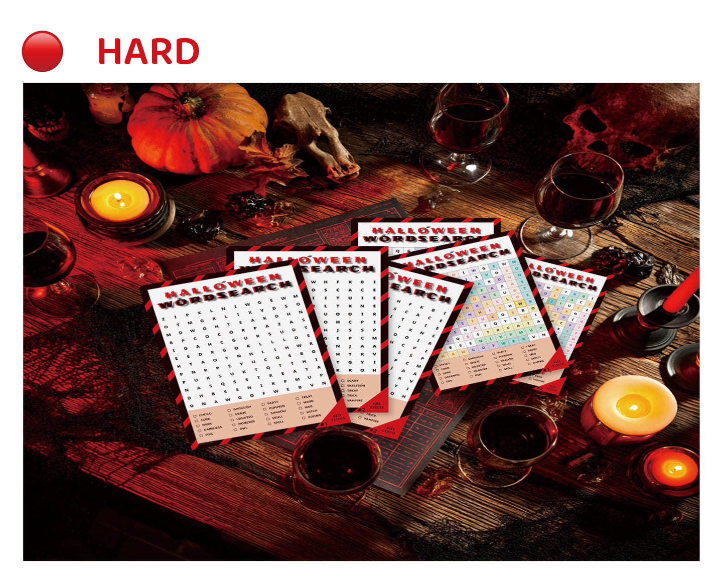 Halloween Word Search Bundle – 3 Levels 45 Puzzles + Answers | Color PDF