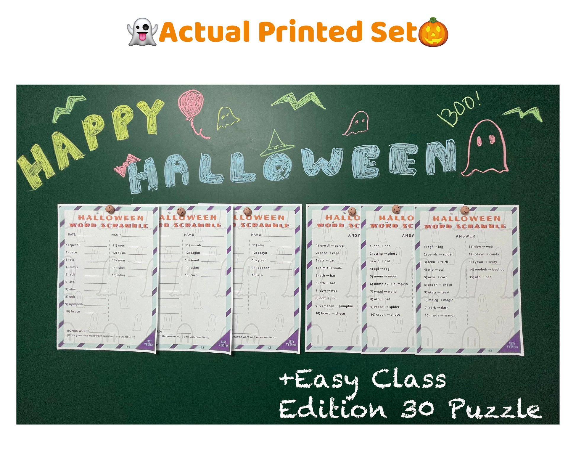 Teacher Resource – Halloween Word Scramble Classroom Bundle (PDF)