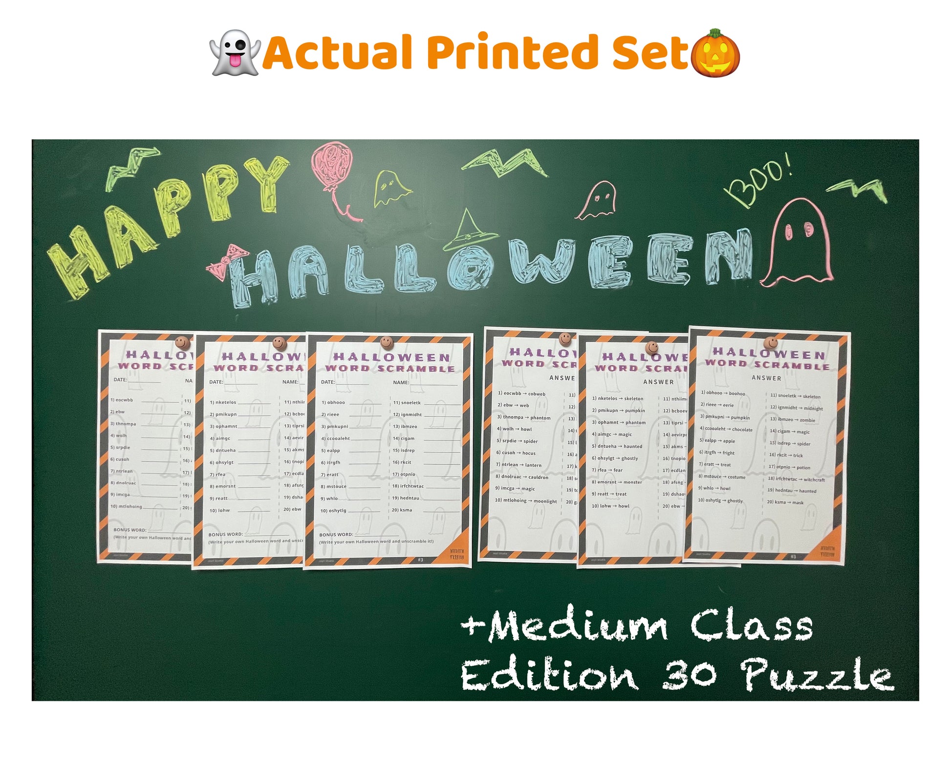 Teacher Resource – Halloween Word Scramble Classroom Bundle (PDF)