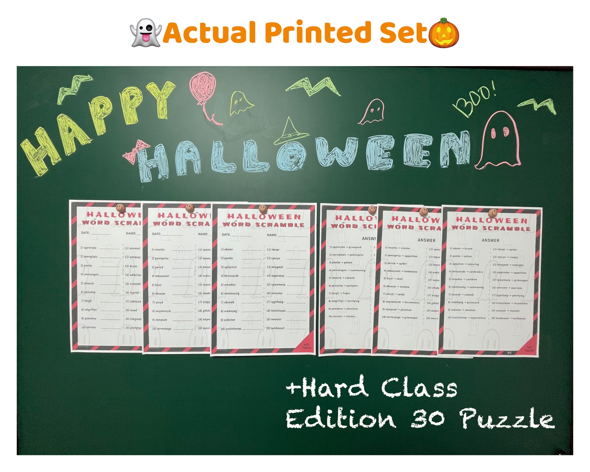 Teacher Resource – Halloween Word Scramble Classroom Bundle (PDF)