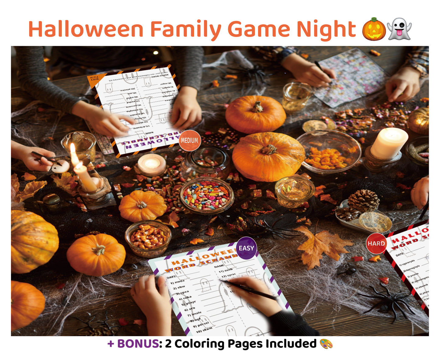 Halloween Classroom Game Pack – Word Scramble All Levels (Color Edition)