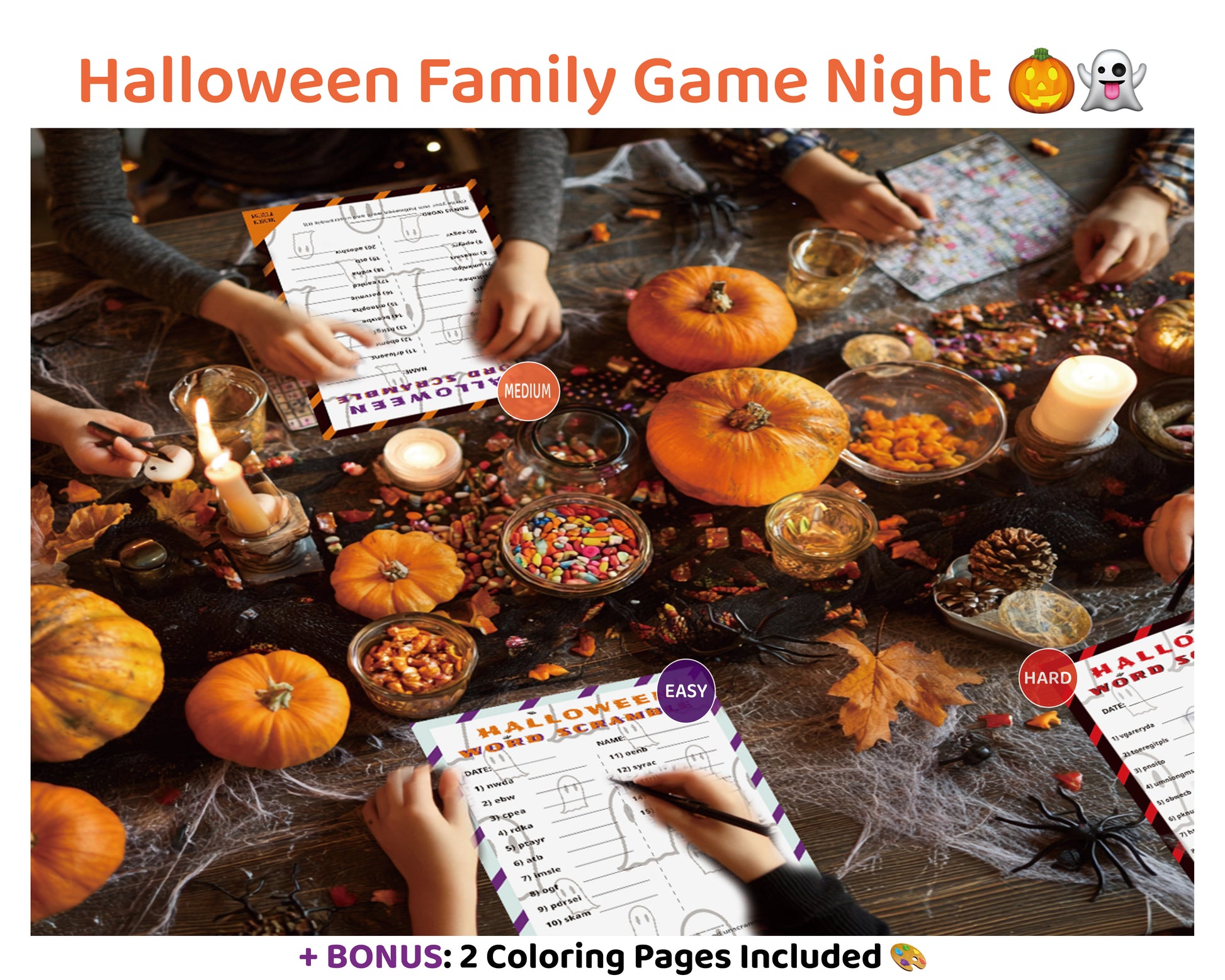 Halloween Classroom Game Pack – Word Scramble All Levels (Color Edition)