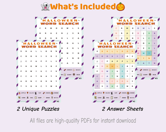 Free Halloween Word Search Printable – 2 Puzzles + Answer Keys
