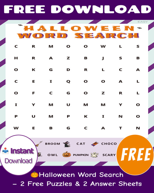 Free Halloween Word Search Printable – 2 Puzzles + Answer Keys