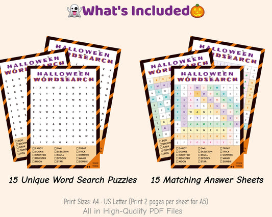 Halloween Word Search Printable Game – Medium Family Edition
