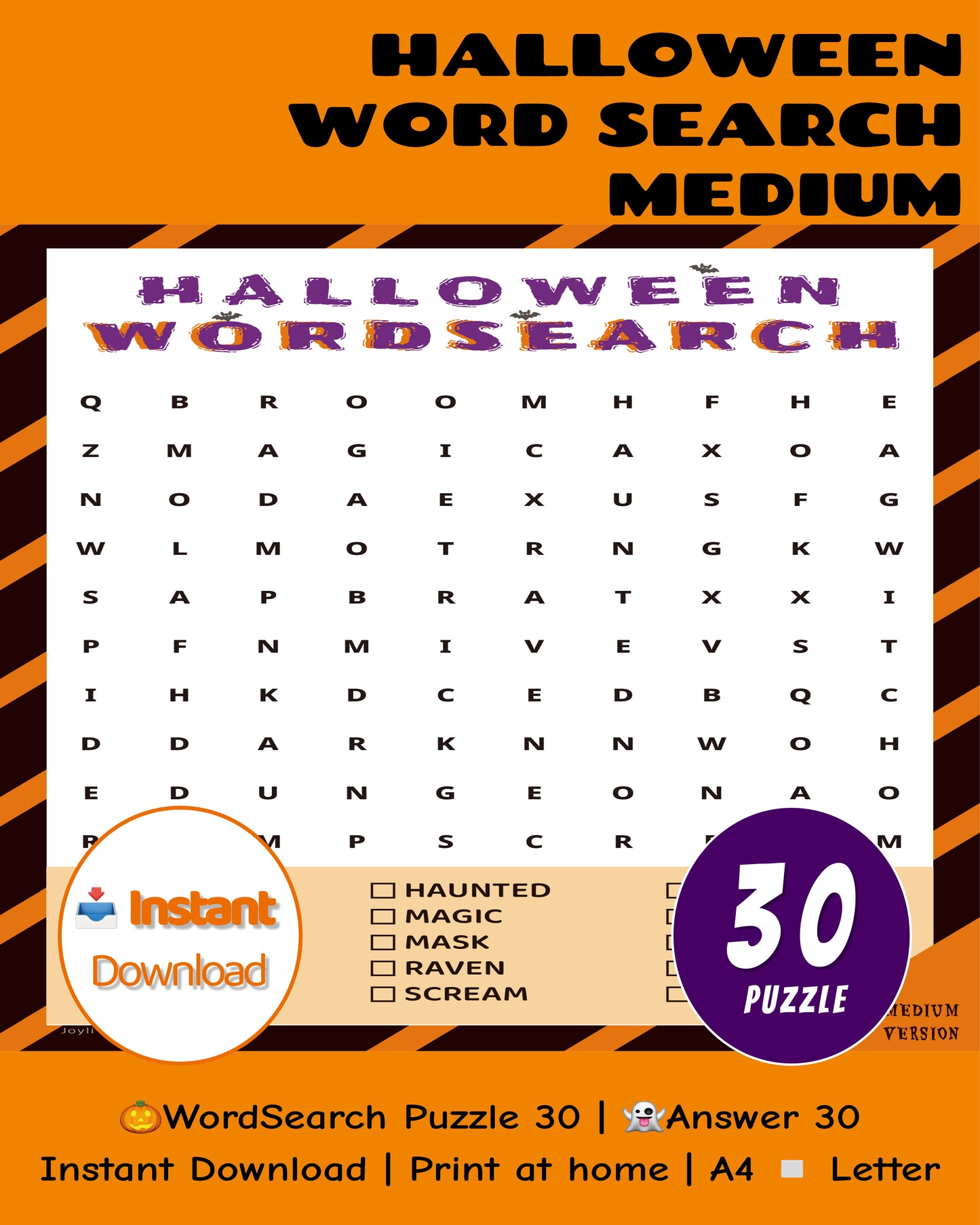 Halloween Word Search Medium Classroom Edition – Color Worksheets