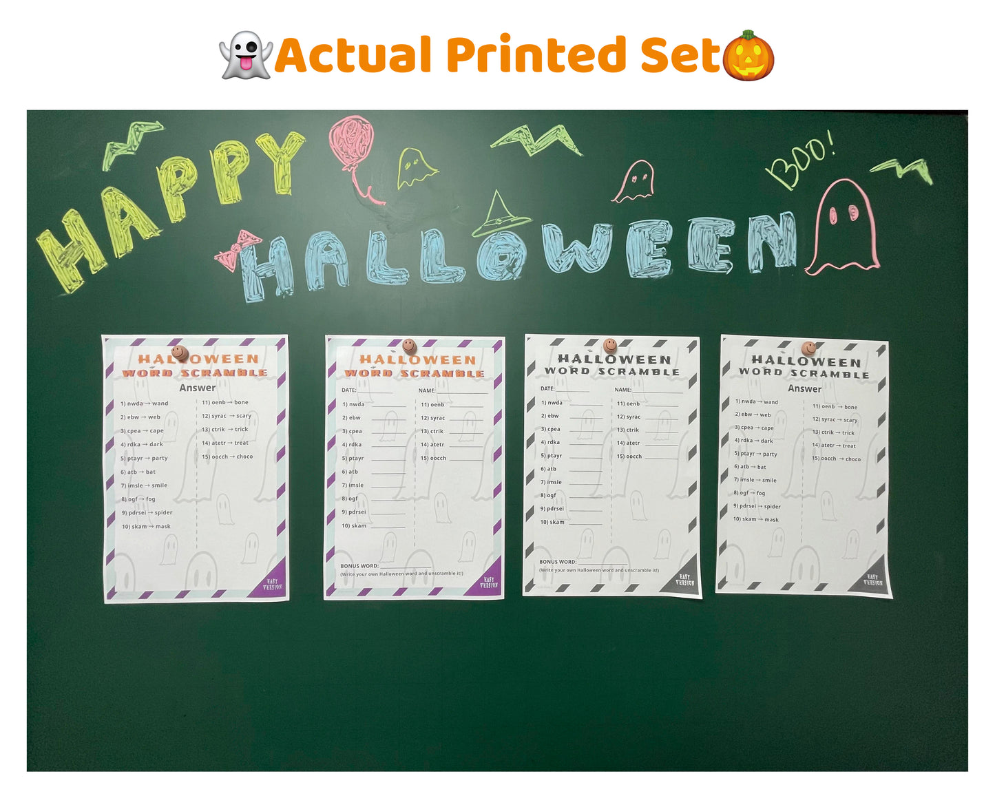 Halloween Word Scramble Printable Game - Easy Family Edition | Kids Party Activity