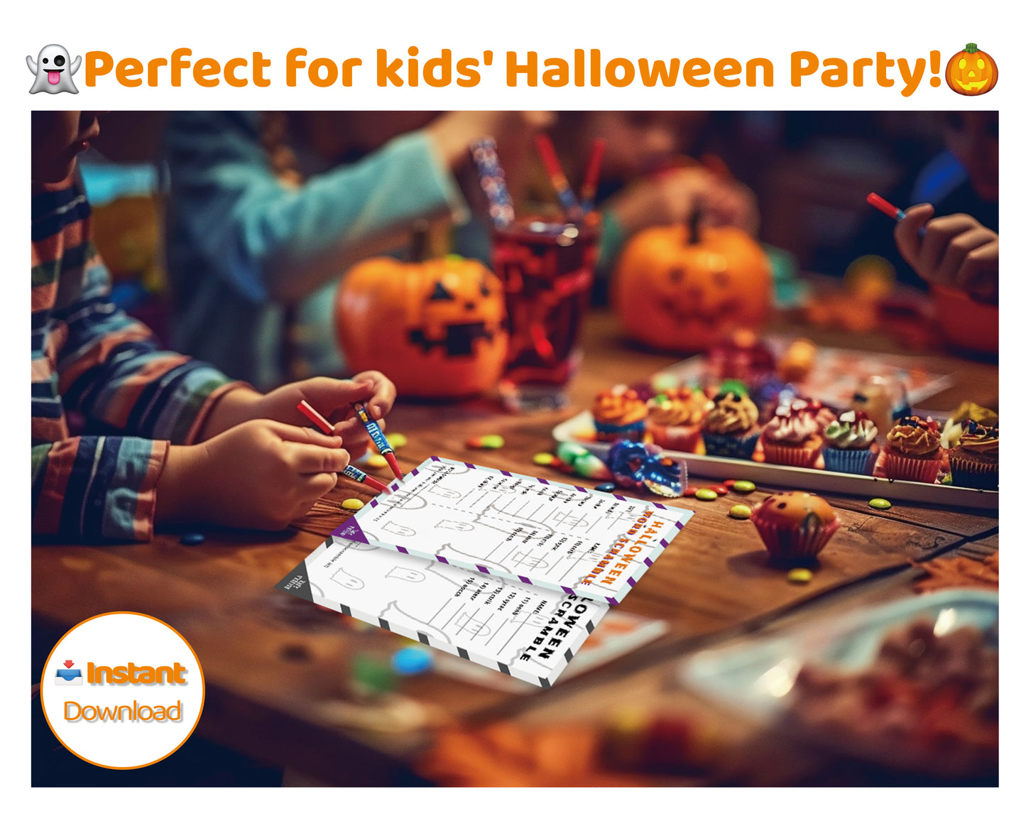Halloween Word Scramble Printable Game - Easy Family Edition | Kids Party Activity