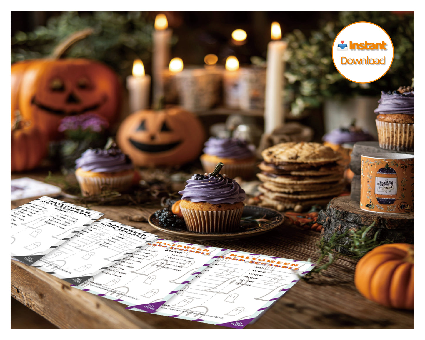 Halloween Word Scramble Printable Game - Easy Family Edition | Kids Party Activity