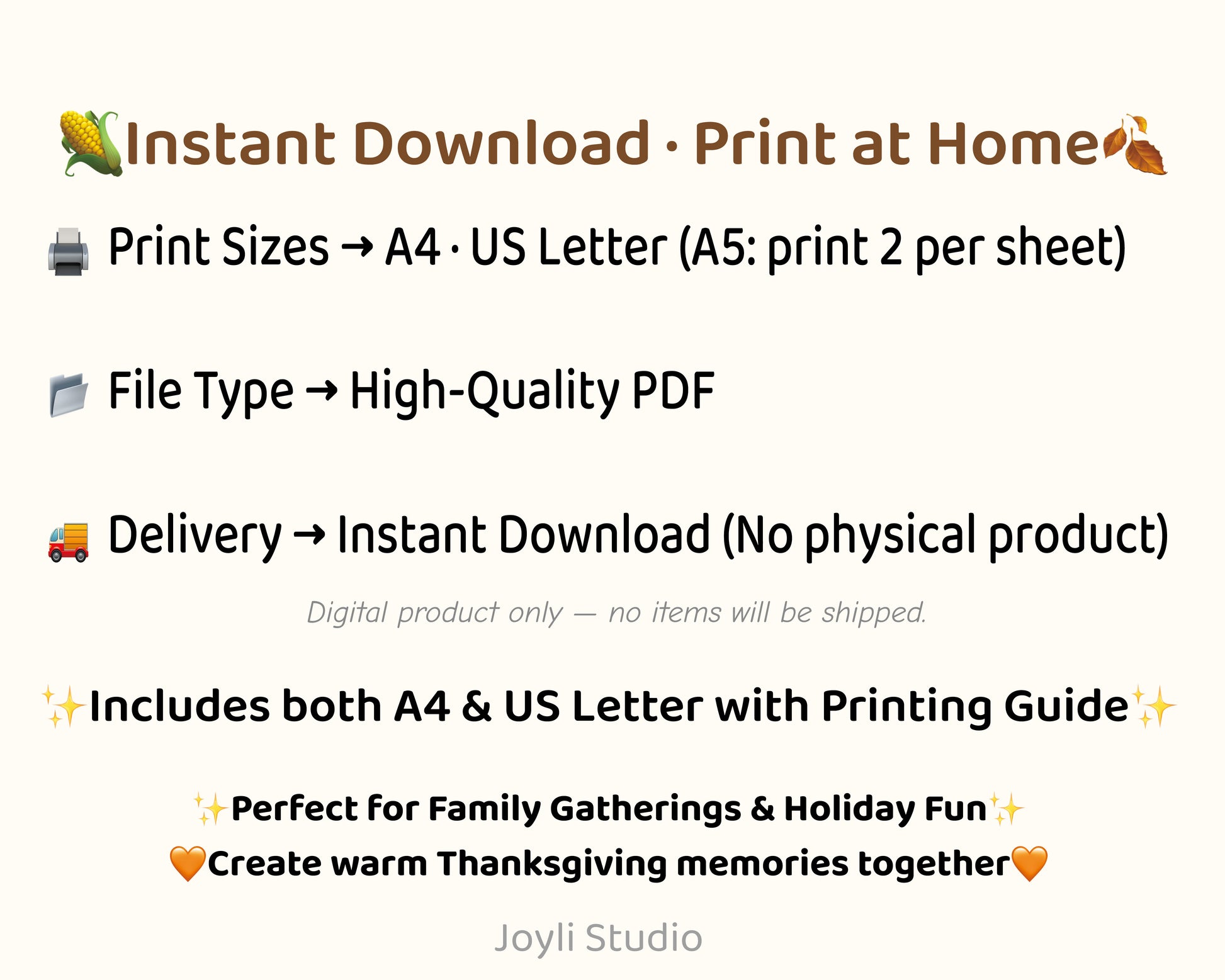 Thanksgiving printable game bundle – instant download, A4 and US Letter sizes, high-quality PDF, ready to print at home.