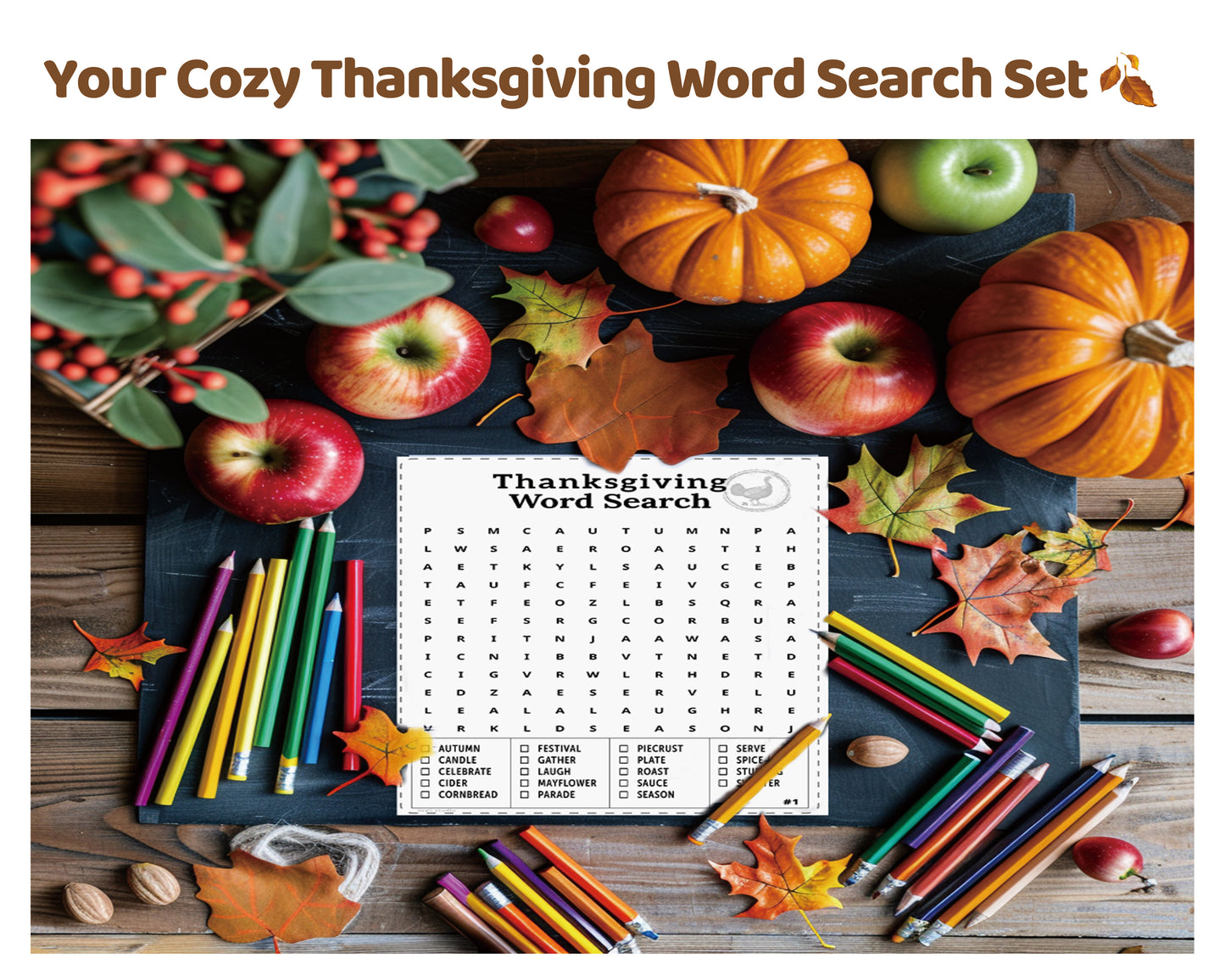 Thanksgiving Word Search – Classroom Edition | Printable Classroom Activity | 30 Puzzles (Black & White)