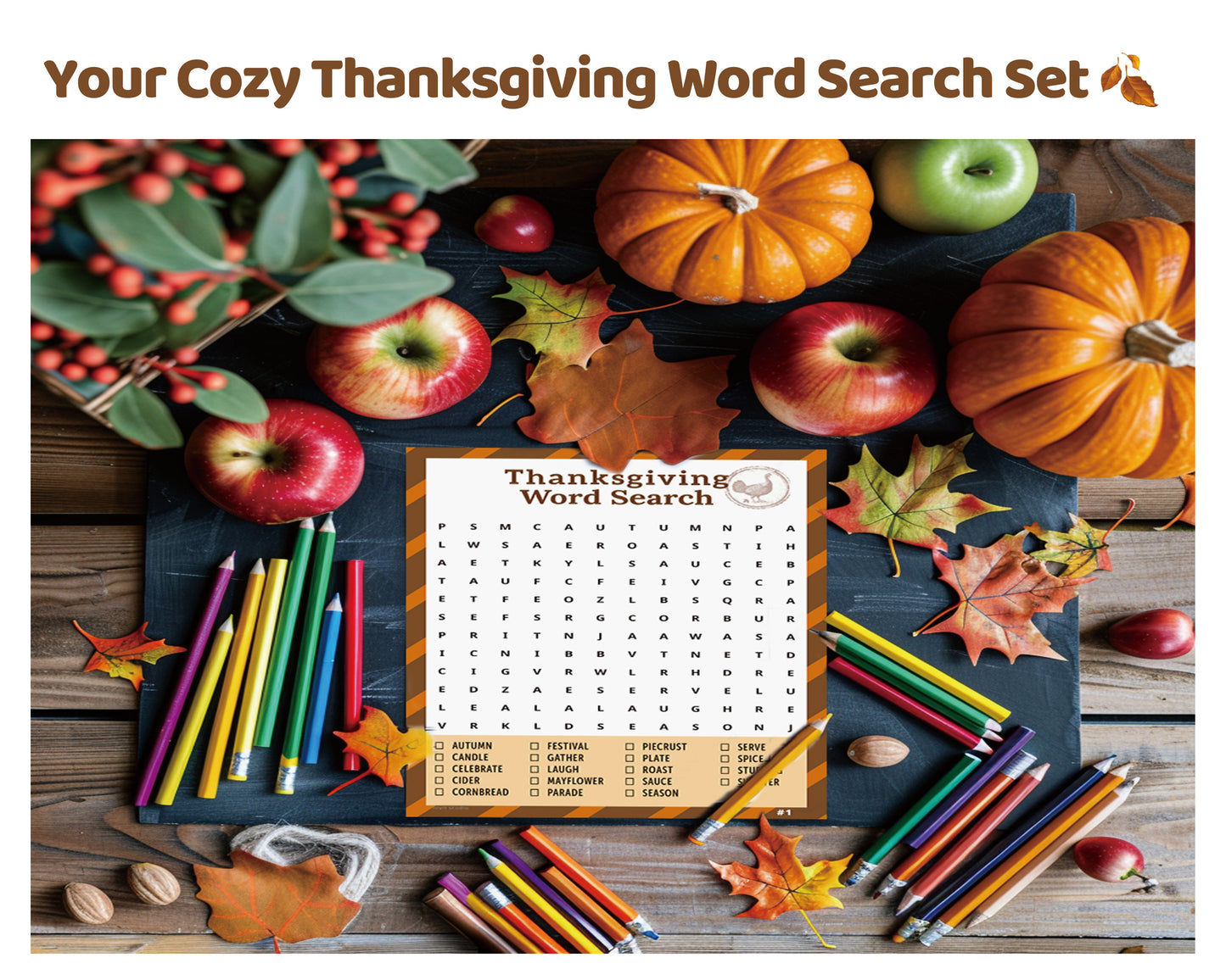 Thanksgiving Word Search – Classroom Edition | Printable Classroom Activity | 30 Puzzles (Color)