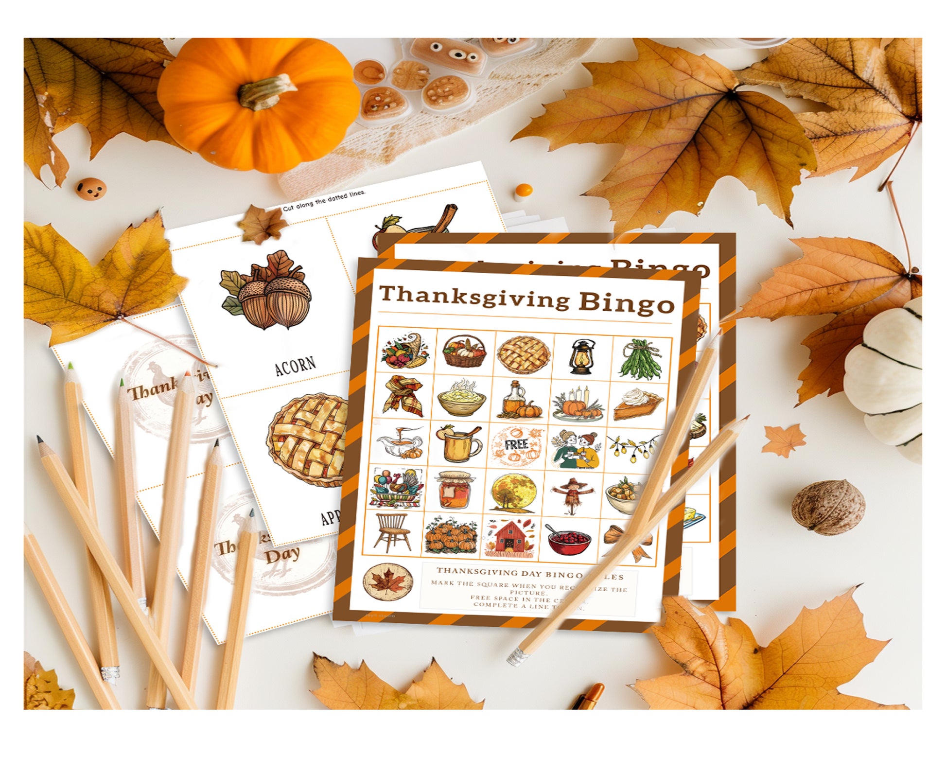 Instant download Thanksgiving Bingo printable PDF A4 and US Letter classroom activity – Joyli Studio