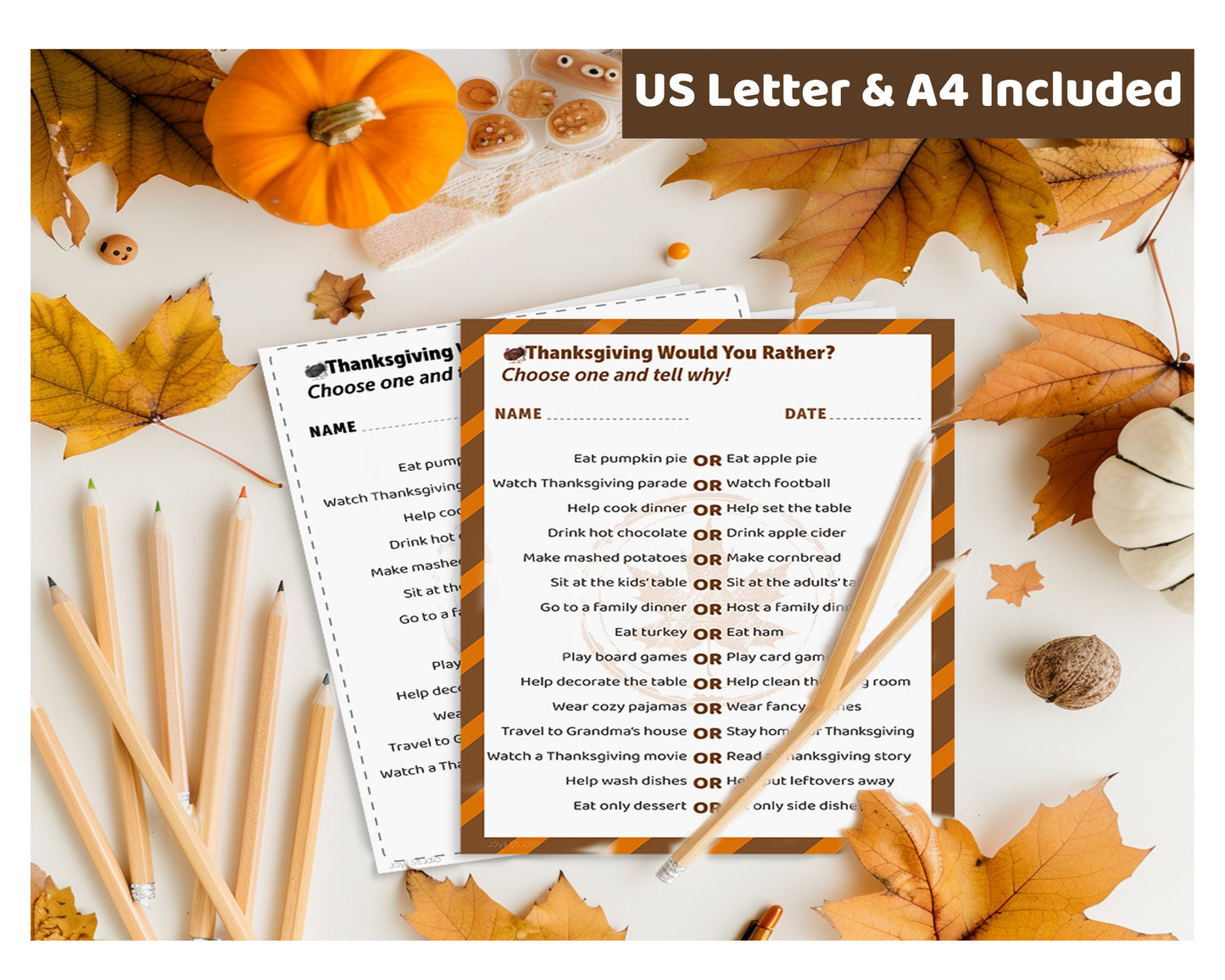 Includes color and black and white printable pages, no prep classroom PDF, Thanksgiving activity

