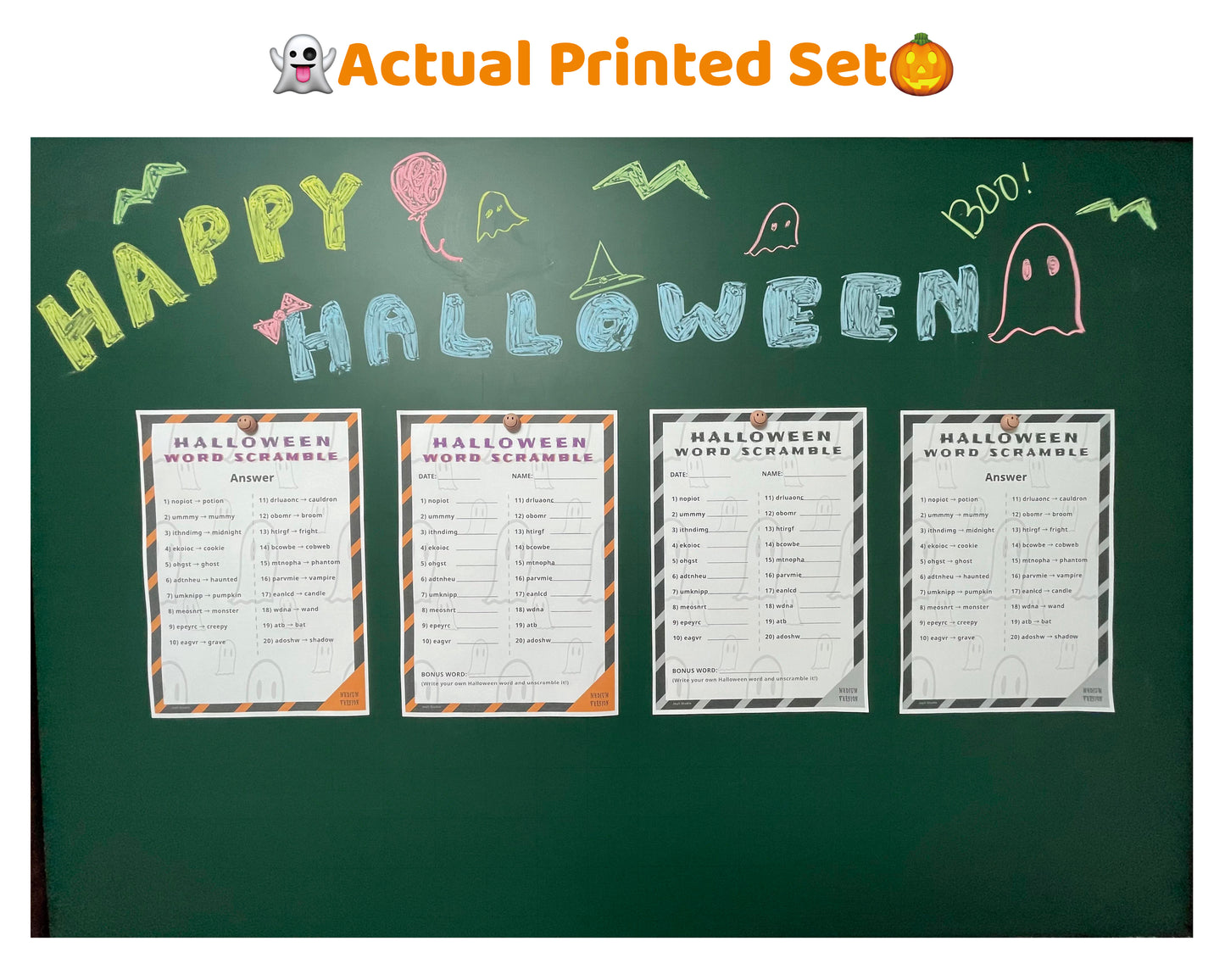 Halloween Word Scramble Printable Game - Medium Family Edition | Teens Party Activity