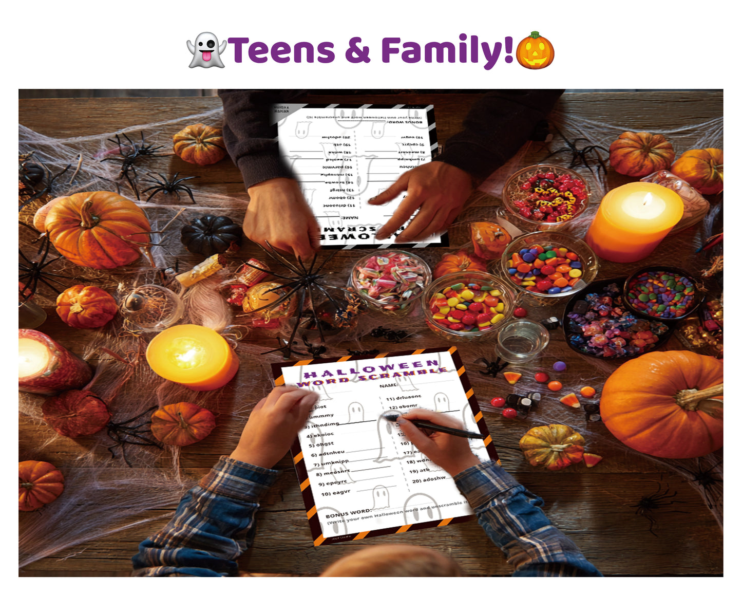 Halloween Word Scramble Printable Game - Medium Family Edition | Teens Party Activity