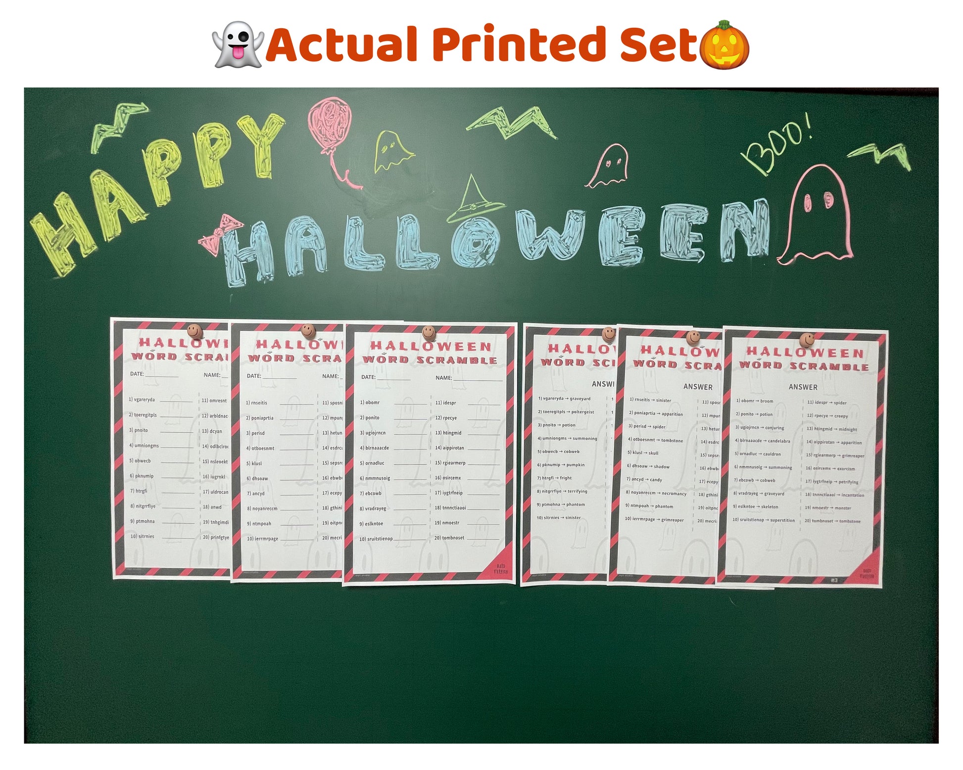 Teacher Resource – Halloween Word Scramble Hard Puzzles (Color PDF)