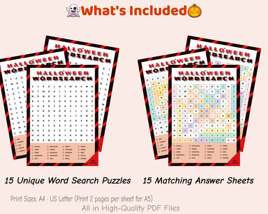 Halloween Word Search Printable Game – Hard Adult Edition